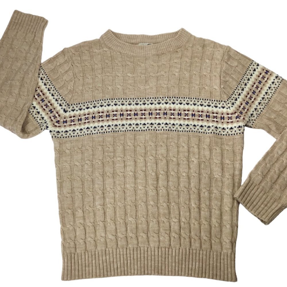Vintage 70s Ski Sweater Steep Slopes Sz S Nordic Knit Fair Isle Pullover Acrylic - Picture 6 of 7